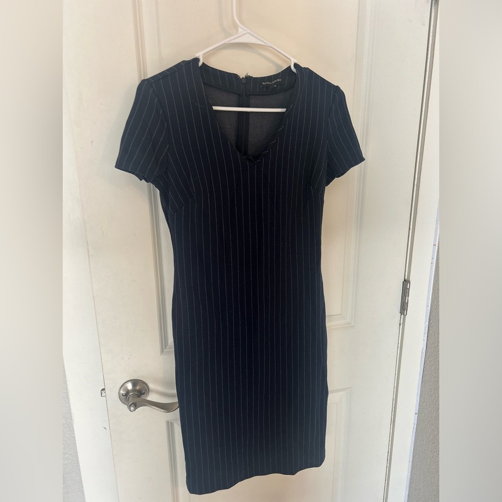 Women’s Navy Blue Thin White Striped Dress